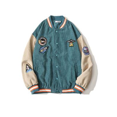 China Viable Custom Loose Casual Jersey Jacket Baseball Logo Baseball Varsity Green Blue Jacket For Men for sale