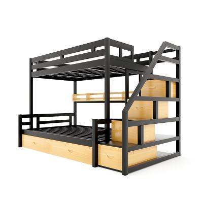 China School Furniture Metal Single Wooden Child Plywood Loft Bed with Stairs and Drawers for sale