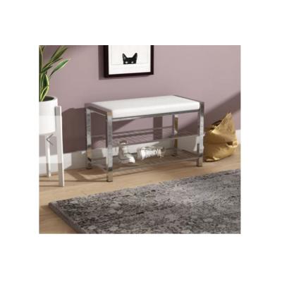 China Rectangle Style Shoe Rack Bench with European Design and Chrome Finish Iron Structure for sale