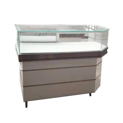 China Retail Shops Customized Mirror Jewelry Display Cabinet with Luxury Wood Finish for sale