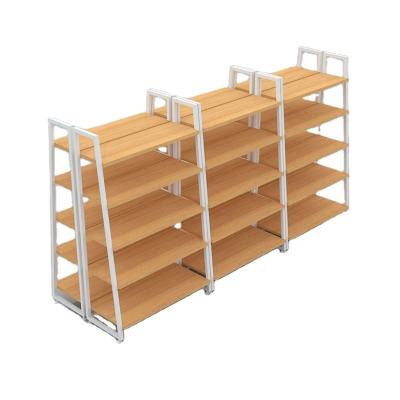 China Capacity 380kg Wooden Shelves for Retail Shop Modern Book Display Shelf Metallic Racks for sale