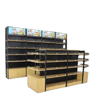 China Supermarket Rack Display Stand with LED Light and Clear Acrylic Advertising Light Boxes for sale