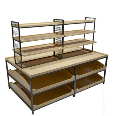 China Adjustable 6 Tiers Wooden Display Stand for Boutique Free Standing Instore Fixture for sale