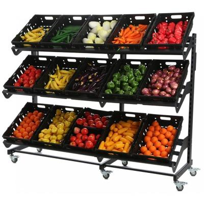 China Layered Grocery Rack for Displaying Fruits and Vegetables in High Grade Cold-rolled Sheet for sale