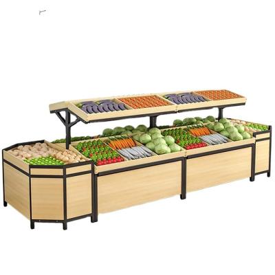 China Logotipo personalizado Display Rack de frutas y verduras de madera para exhibición de soportes de piso minorista en venta