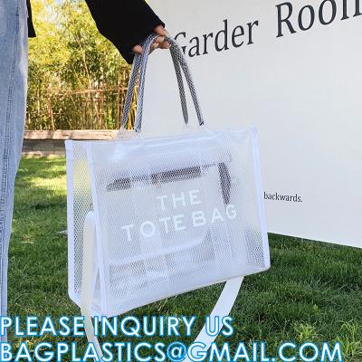 중국 Wholesale Summer Clear Mesh PVC Beach Bags Transparent Design Tote Bags Women Luxury Handbags For Outdoor 판매용