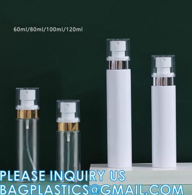 China Cosmetic Spray Bottles PET Plastic 60ml 80ml 100ml 120ml Gold Plating Pump Water Liquid Spray Bottle OEM for sale