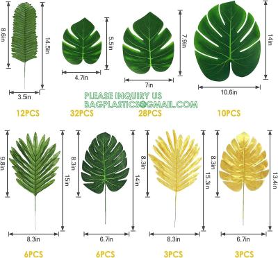 중국 Palm Leaves Artificial Tropical Monstera-84Pcs 6 Kinds Large Small Green Fake Palm Leaf with Stems for Safari Jungle 판매용