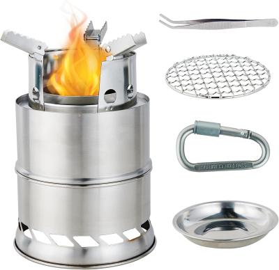 Cina Mini Portable Wood Burning Stove, pentole Backpacking pieghevoli Rocket Stove di acciaio inossidabile della stufa di campeggio in vendita