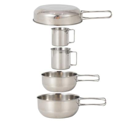 중국 Stainless Steel Camping Outdoor Cookware Mess Kit Set, Folding Cookset Camping Teapot and Pans Set Equipment 판매용