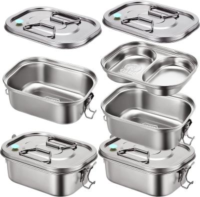 중국 Stainless Steel Bento Box Metal Lunch Box Containers Leak-proof For Adults Dual Tiers Metal Lunch Box Container 판매용