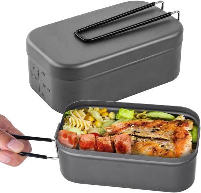 중국 Mess Tin Camping Bento Box Military Camping Cookware Kit Lunch Container Steaming Rack Set with Storage Bag Picnic 판매용