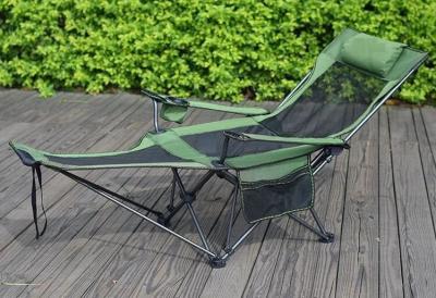 중국 Portable Folding Adjustable Reclining Leisure Mesh Camping Chair With Removable Footrest, Foam Pillow, Cup Holder 판매용