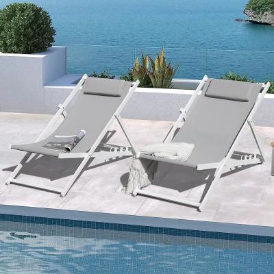 Cina Outdoor Folding Beach Sling Chairs Set, Aluminum Patio Lounge Chair, Portable Beach Chairs, Adjustable Reclining in vendita