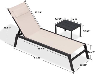 중국 Outdoor Lounge Chair Set Aluminum Patio Chaise Lounger Side Table and Pillow Outside Pool Beach Sunbathing Tann 판매용