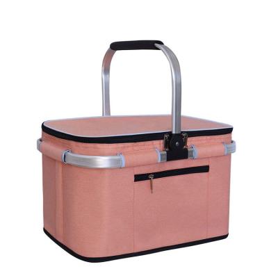 중국 Wholesale Outdoor Portable Insulated Cooler Lunch Bags Storage Box Camping Portable Picnic Basket With Lid 판매용