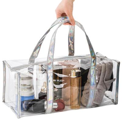 Cina Tote Bag for Women Clear Gym Bag PVC Beach Bag Sports Duffel Bag with Durable Metal Zipper (One Clear Bag) in vendita