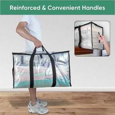 중국 Oversized Moving Bags With Reinforced Handles, Heavy-Duty Storage Tote For Clothes, Moving Supplies (Clear, 2-Pack) 판매용