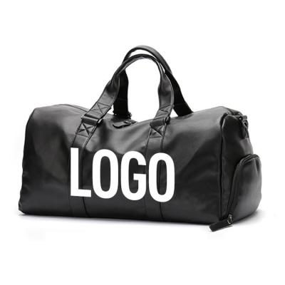 중국 Custom Logo Luxury Designer PU Leather Gym Sport Duffle Bag with Shoe Compartment Weekender Travel Bags for Men 판매용