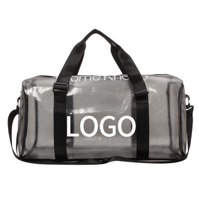 Cina Custom Logo Large Capacity Portable Clear Fitness Pvc Duffel Bag Sport Gym Travel Duffle Beach Bag For Women in vendita