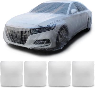 Cina Disposable Car Covers，12.5 x 21.7ft Universal Clear Plastic Car Cover，Disposable Full Exterior Covers Elastic in vendita