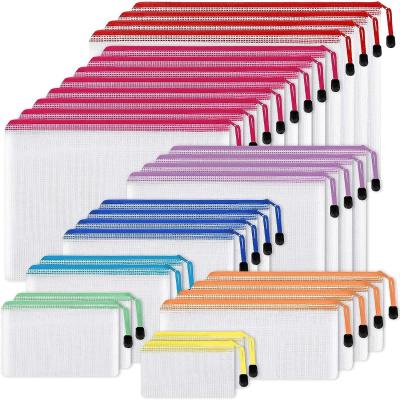 Cina Mesh Zipper Pouch, Waterproof Zipper Bags, 8 Sizes Waterproof Plastic Document Pouch, 8 Colors, Multipurpose in vendita