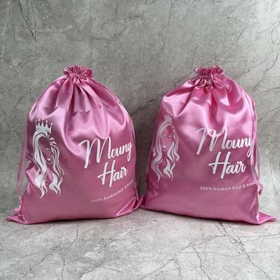 China Custom Satin Pouch Bag with Logo for Hair Clothes Shoes Jewelry Cosmetics Gift Silk Satin Bag Packaging Wig Storage Bag for sale