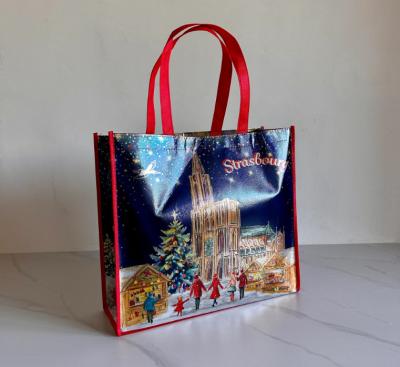China Custom Logo Printed Reusable Spunbond Non-Woven Fabric Shopping Bag Durable And Eco-Friendly Custom Non-Woven Bag Shopping Bag Non Woven Foldable Tote Shopper Bags With Handle for sale