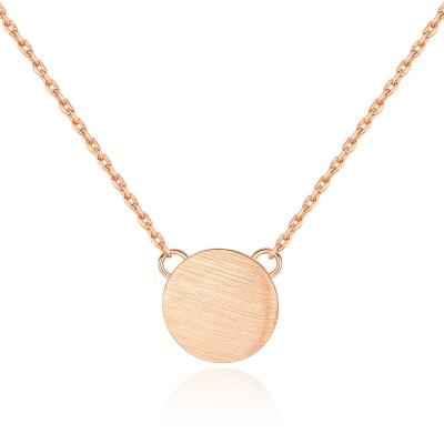 China CLASSIC Simple Jewelry 925 Sterling Silver Jewelry Rose Gold Plated Round Circle Sand Blast Necklace for sale