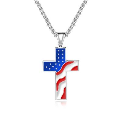 China Classic Enamel Colorful Flag Jewelry Stainless Steel Fashion Design Cross Pendant Necklace for sale