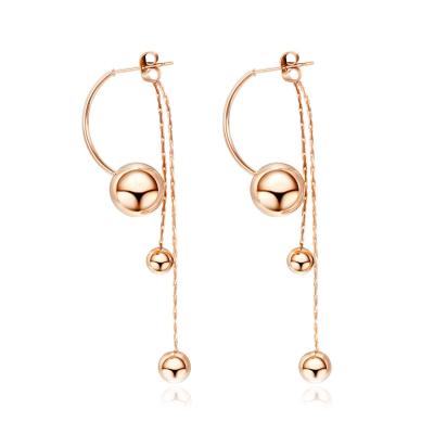 China Punk Jewelry Rose Gold Plated Stainless Steel Mix Simple Round Bead Earrings For Lady for sale