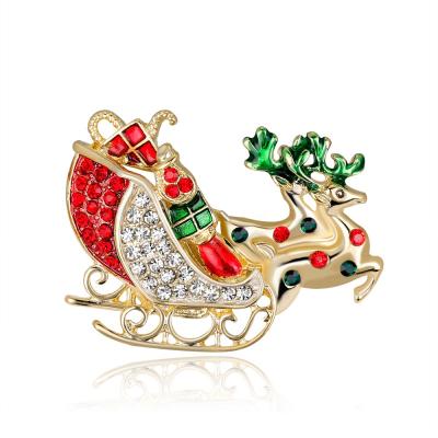 China Fashion Jewelry Waterslide Decoration-Enamel Christmas Rhinestone Brooch Pin for sale