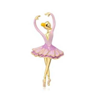 China Newest Trendy Jewelry Gold Plated Combine Enamel Cartoon Ballet Dance Girl Brooch Jewelry for sale