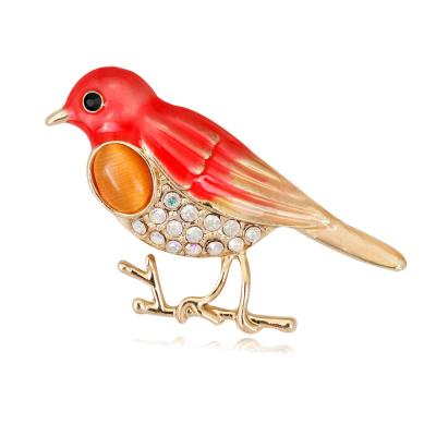 China Fashionable Jewelry Customized Gold Plated Alloy Jewelry Rhinestone Enamel Animal Bird Brooch for sale