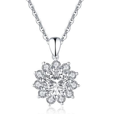 China Newest 925 Sterling Silver Jewelry Center Stone 8mm Sunflower Shape CLASSIC Round Necklace for sale