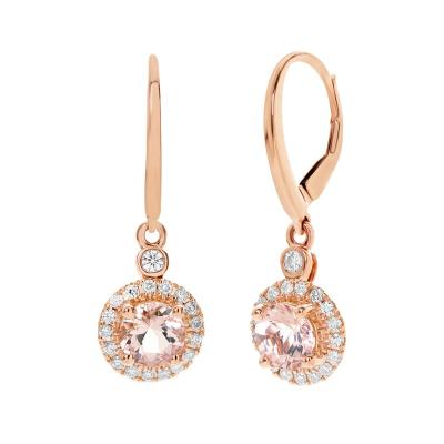 China BOHEMIA Classic Jewelry Silver Zircon Morganite Round Halo Drop Leverback Earrings for sale