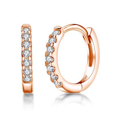 China Latest TRENDY Jewelry 925 Sterling Silver White Cubic Zirconia Huggie Earrings For Women for sale