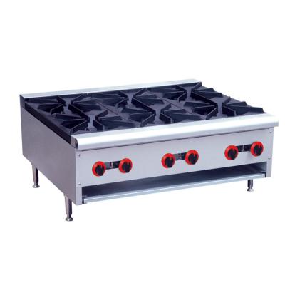 China Commercial Hotel Kitchen 2 Burner Gas Cooker Stainless Steel 6 Burner Gas Stove for sale