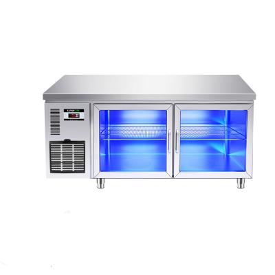 China Refrigerated Double-temperature Refrigerated Commercial Blue Light Glass Door Freezer for sale