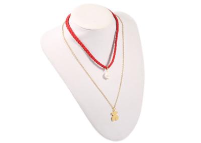 China Stainless Steel Pearl Pendant Necklace , Charm Double Layer Pendant Necklace for sale