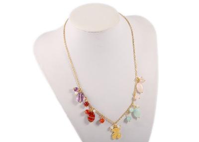 China Multi Color Charm Gemstone Beaded Necklaces Lady Fashion Long Chain Jewellery for sale