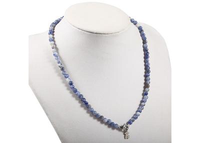 China Blue Veins Gemstone Beaded Necklaces Attractive Long Pendant Necklace For Ladies for sale