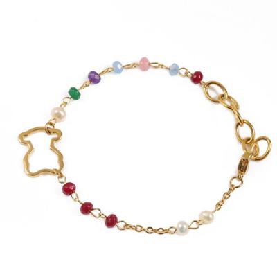 China Handmade Stainless Steel Gold Plated Bracelet Bead Charm Bracelets For Girls Party for sale