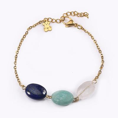 China Fashion Stainless Steel Handmade Jewelry , Colorful Gemstone Bead Bracelets for sale