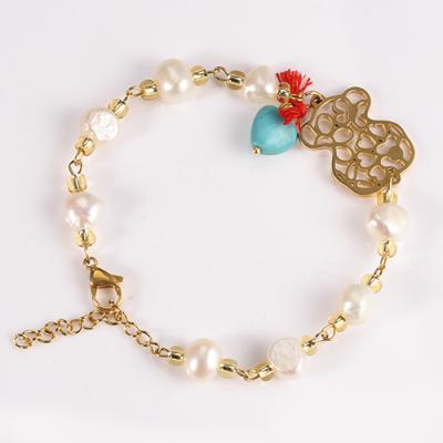 China Customized Stainless Steel Handmade Jewelry Unisex Freshwater Pearl Bracelet for sale