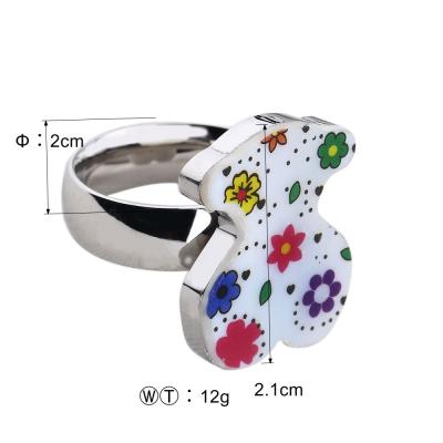 China Flower Design Stainless Steel Ladies Rings With Shell Jewelry OEM / ODM Available for sale