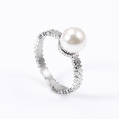 China Attractive Stainless Steel Pearl Ring Gold Plating Ladies Fashion Rings for sale