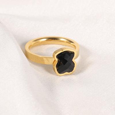 China Fancy Stainless Steel Jewelry Rings Size Customized Black Stone Engagement Rings for sale