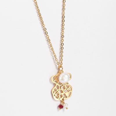 China Gold Color Stainless Steel Pendant Necklace Lovely With Freshwater Pearl for sale