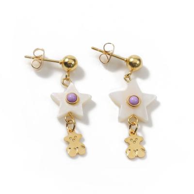 China Gold Plated Stainless Steel Jewellry For Girl , Cute Star Earrings for sale